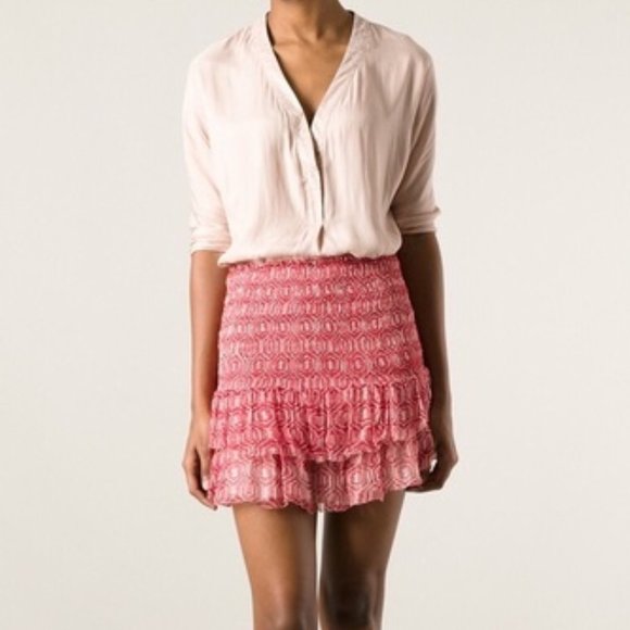 Isabel Marant Etoile Red & White Ruffle Mini Skirt
